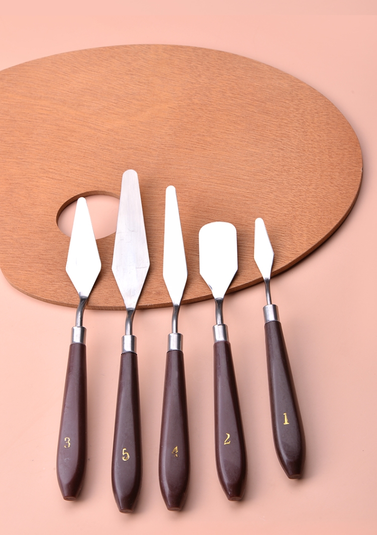 油画刮刀套装5支圆头铲刀软刀肌理美术用品材料其它