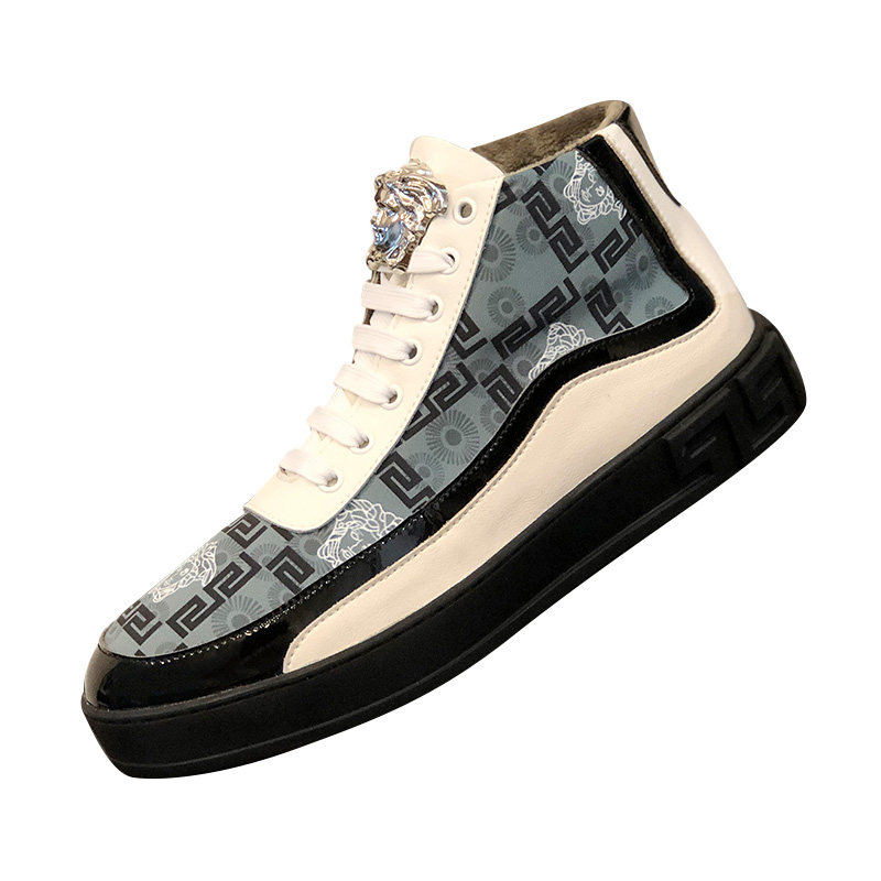 美杜莎正品品高小白鞋男士冬季加绒高邦男鞋韩版高帮鞋