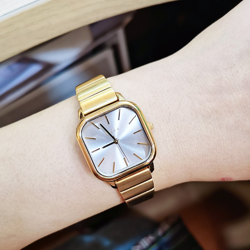 bredaesther复古方形小巧精致表盘女表钢带小方欧美腕表
