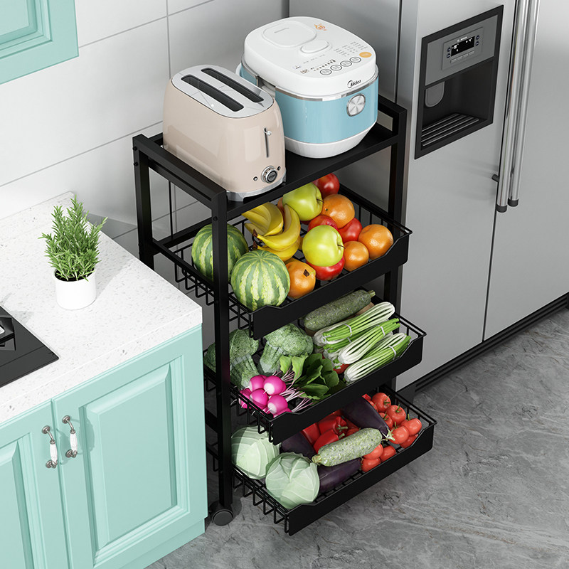厨房蔬菜置物架落地式多层水果菜篮子微波炉收纳架子厨房置物架