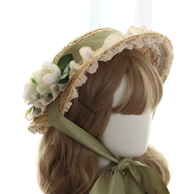 原创多色lolita优雅扁帽礼帽花嫁茶会华丽汉洋帽子