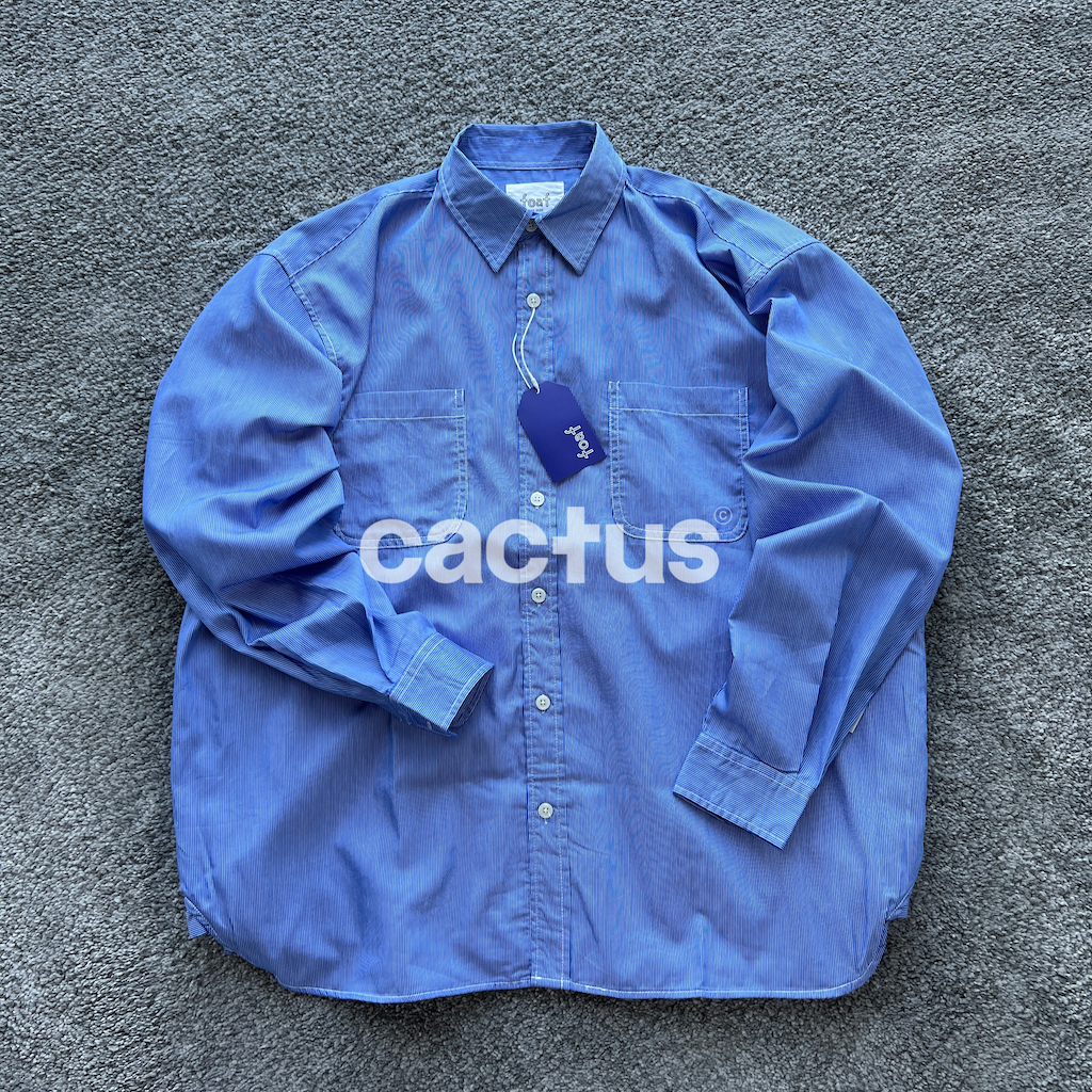 现货 foaf STRIPE LS SHIRT 日系宽松休闲侧袋条纹长袖衬衫 21AW