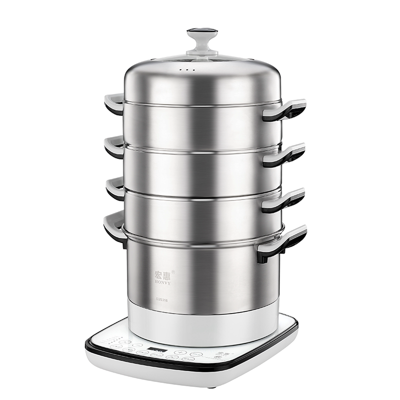 宏惠蒸汽汽锅蒸笼24cm蒸锅多功能家用五层大容量电蒸锅