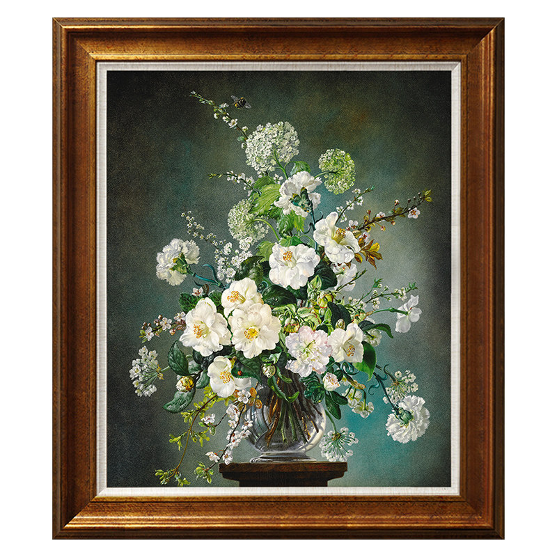 奕境欧式古典装饰画餐厅花卉挂画美式卧室玄关油画