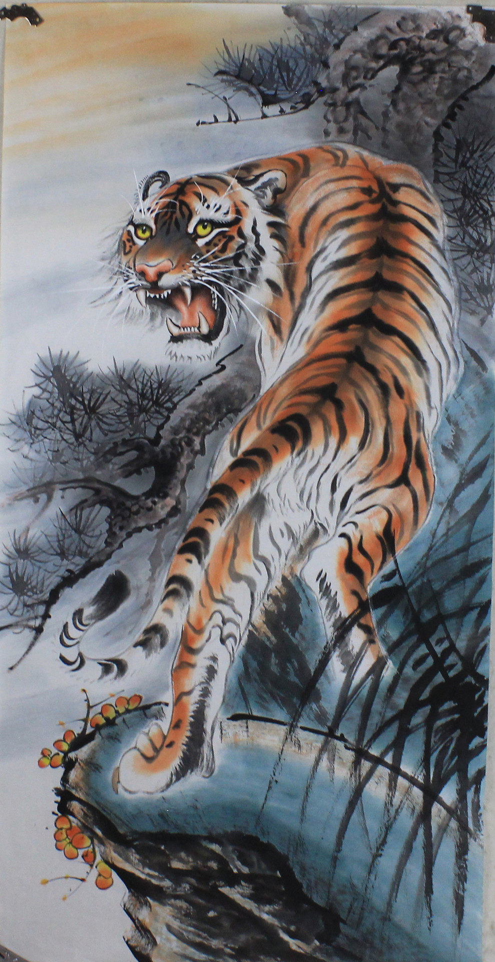 国画装裱风水画心林图虎啸山字画中堂装饰画四尺国画