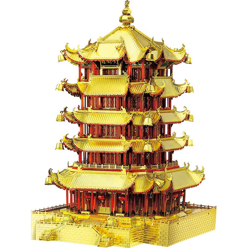 拼酷新品黄鹤楼拼装模型古风建筑高难度3d金属拼图
