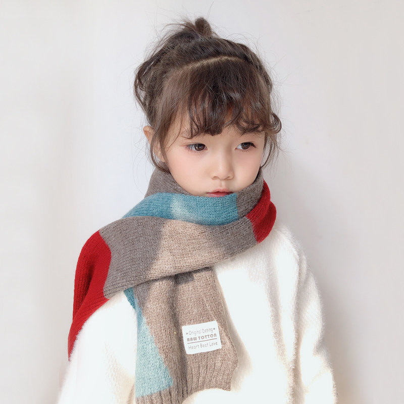 秋冬季儿童毛线针织围巾男女女童羊绒围脖小孩围巾