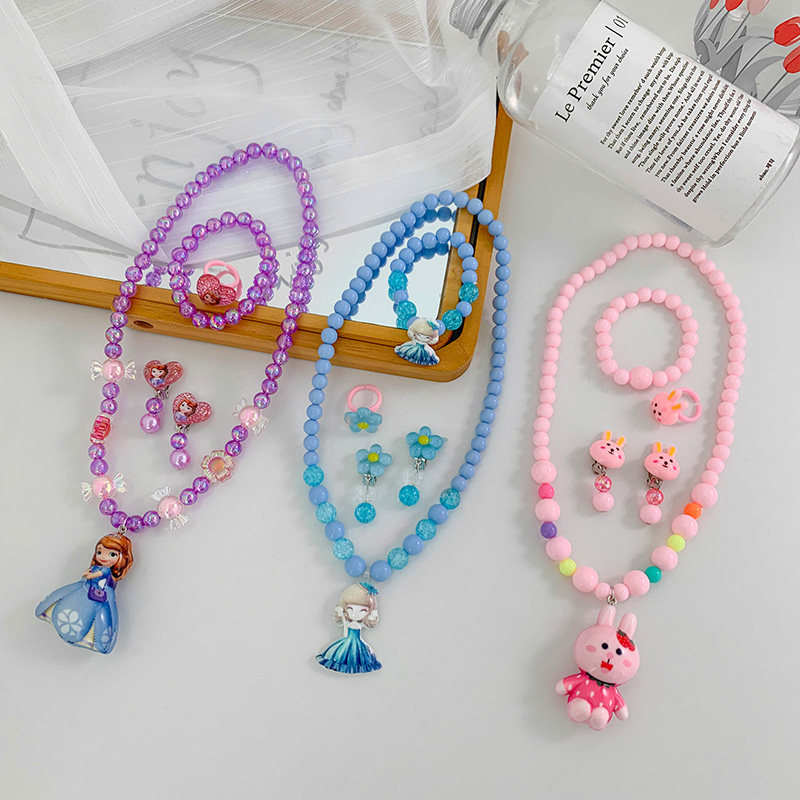 儿童发光项链女童公主珍珠颈链手链小女孩卡通首饰项链