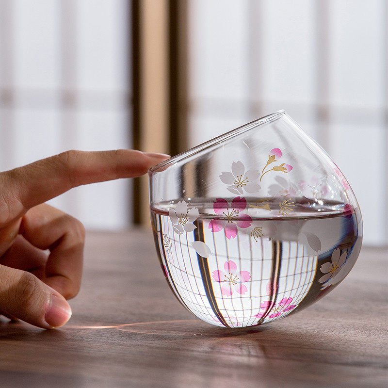 东洋佐佐木不倒翁玻璃杯日本进口水杯可爱女生怀旧玻璃杯