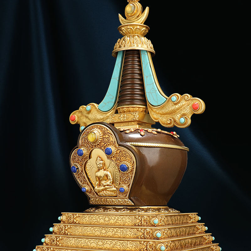 铜塔佛塔藏传菩提塔佛教用品装饰品供佛佛堂供奉摆件