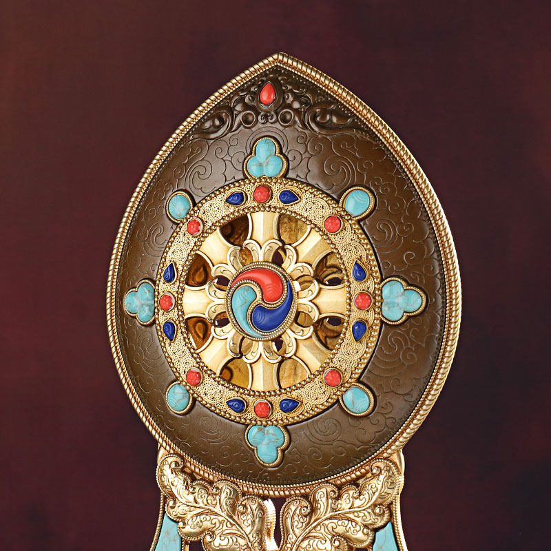 金轮密宗玄关佛教用品佛堂供具镶宝石七珍珍宝摆件