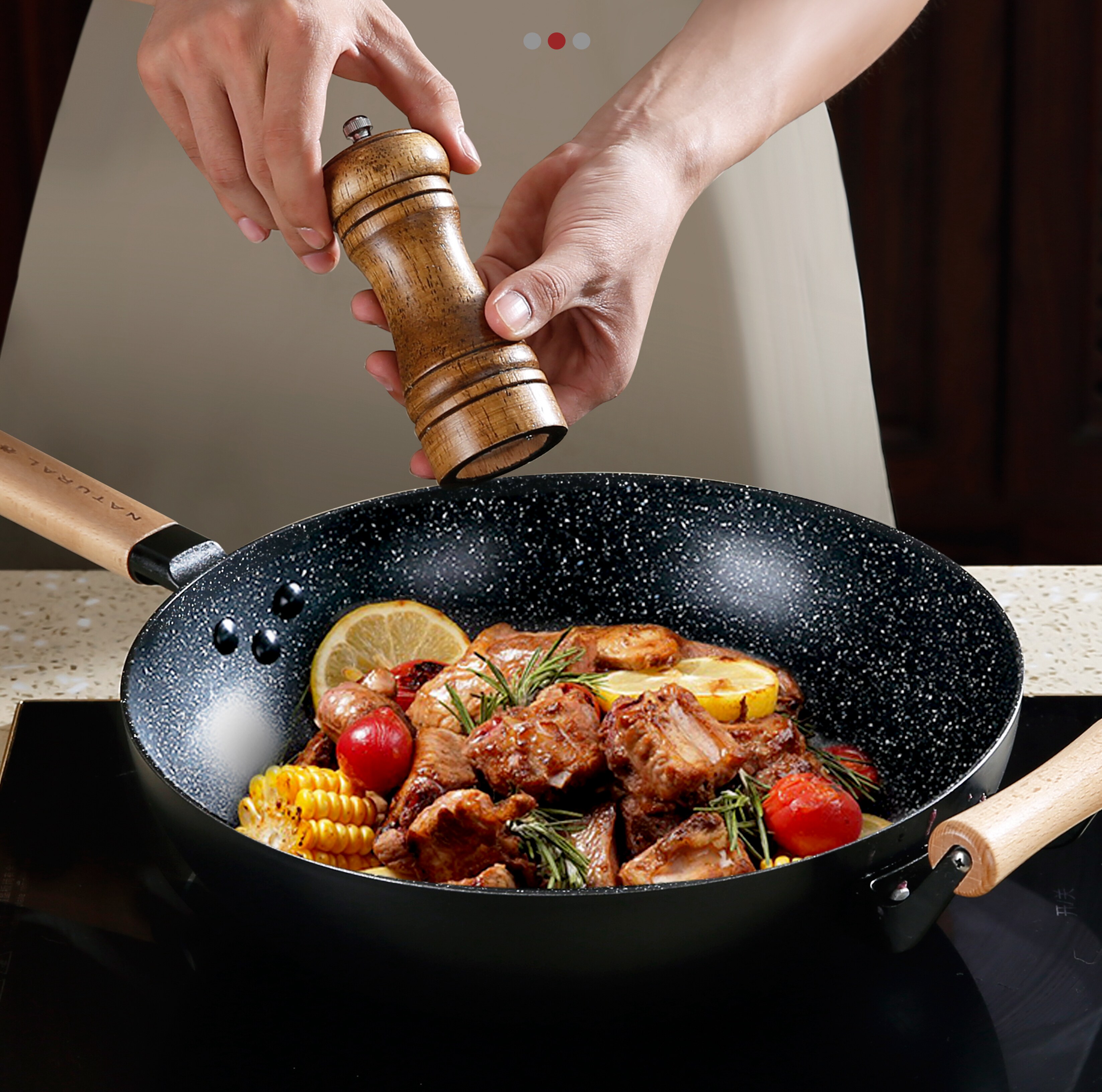 suntyle大厨handychef30cm日式炒锅煮锅带盖德国不粘炒锅