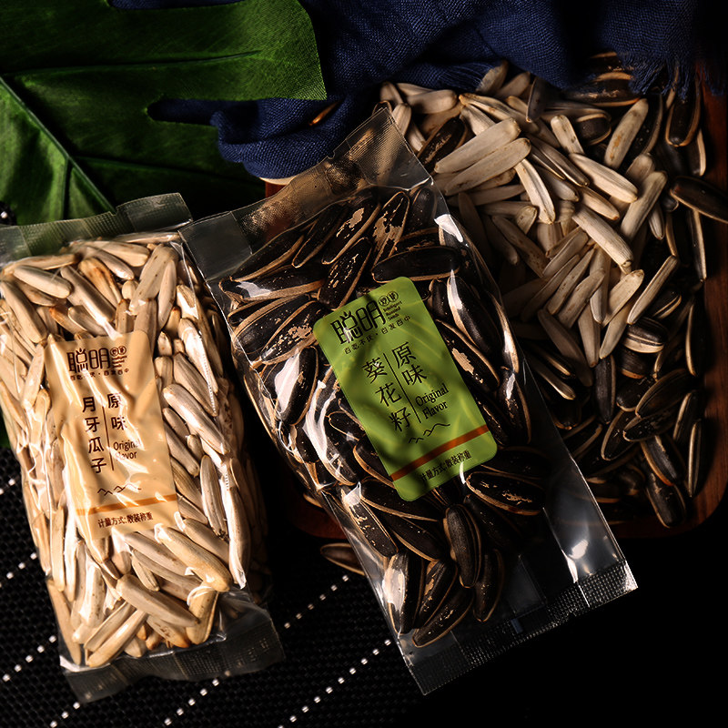 聪明月牙瓜子原味黑美人葵花籽500g原香牙签白瓜子瓜子
