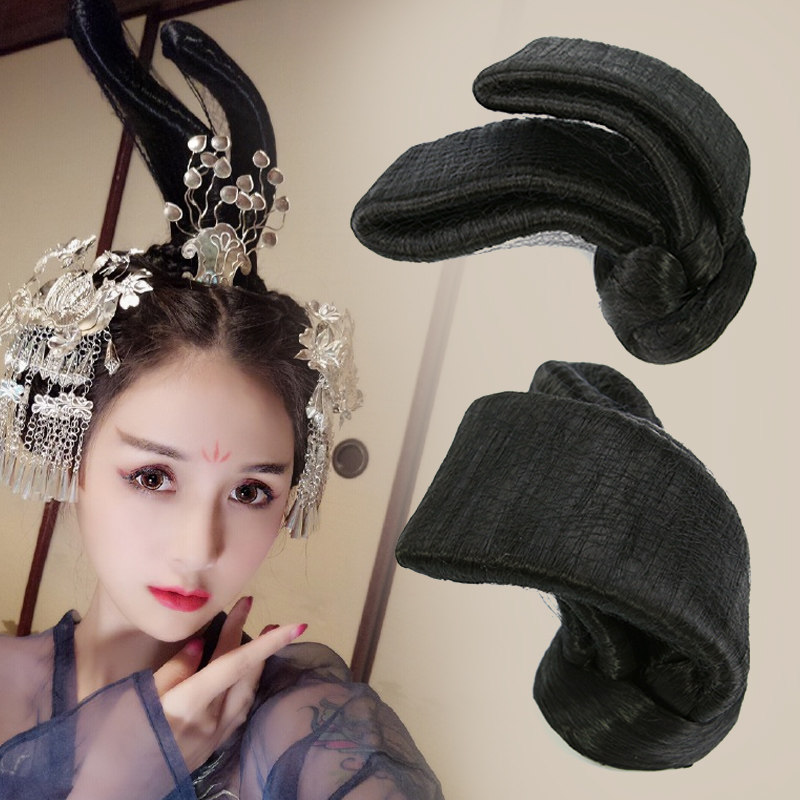 古装假发古风牛角麻花发髻立式发包影楼拍摄其它假发