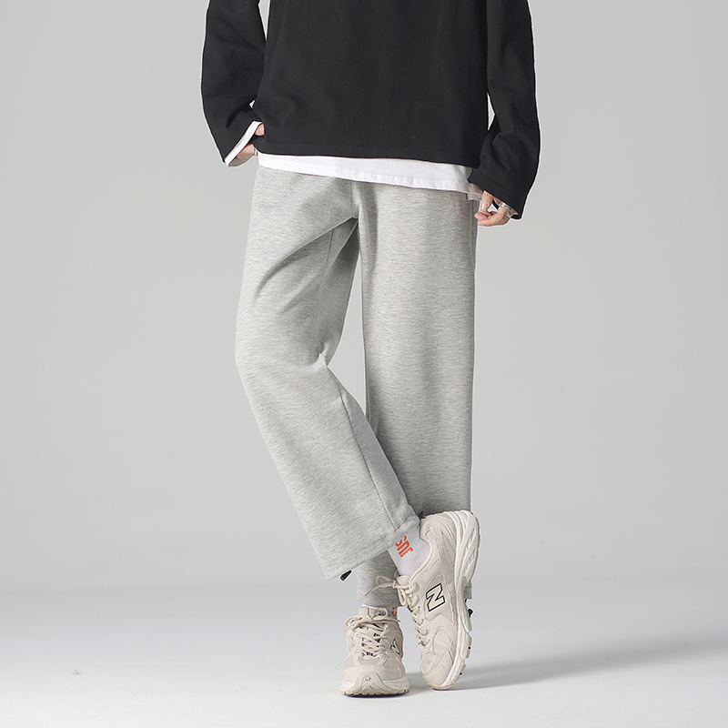 灰色卫裤男潮牌裤子秋冬加绒运动潮流休闲裤