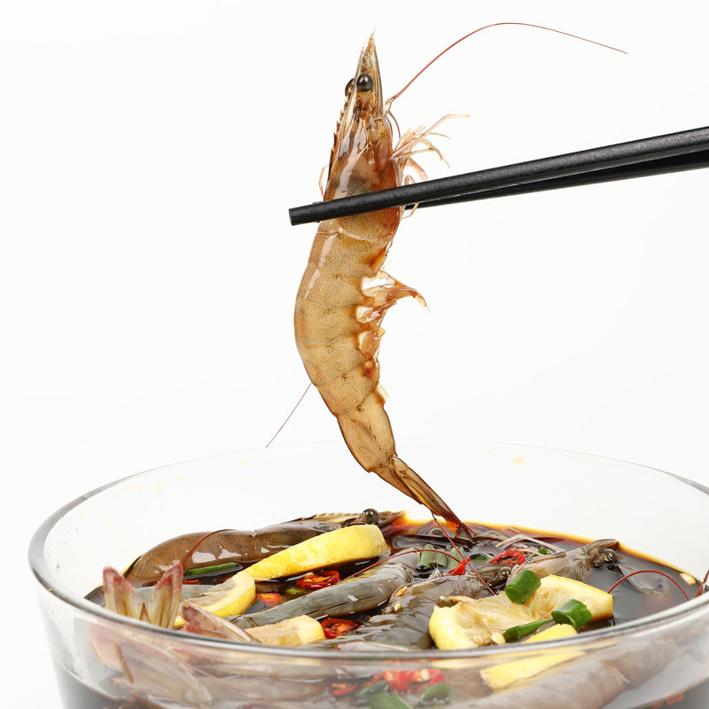 宁波花雕醉虾活虾即食罐装鲜活腌制生呛对虾虾类制品