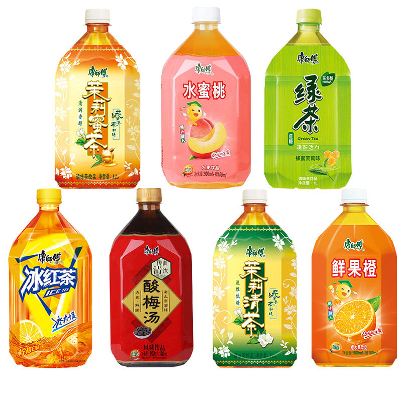 康师傅茶饮料1l大瓶整箱冰红茶绿茶茉莉蜜茶水蜜桃茶饮料