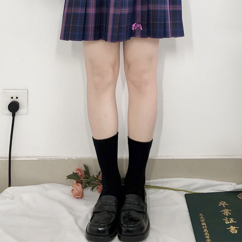 jk中筒常规日系搭配四季纯色短袜向阳制服中筒袜