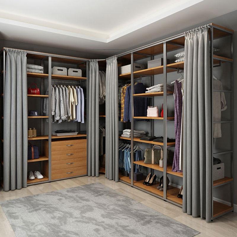 步入衣柜铁艺金属衣帽间架子开放式衣架落地卧室衣帽架