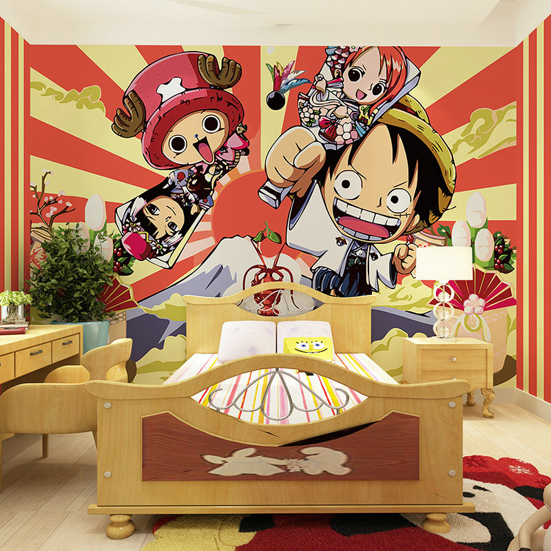 日本动漫海贼王卡通墙纸壁画儿童背景男孩卧室路飞定制壁画