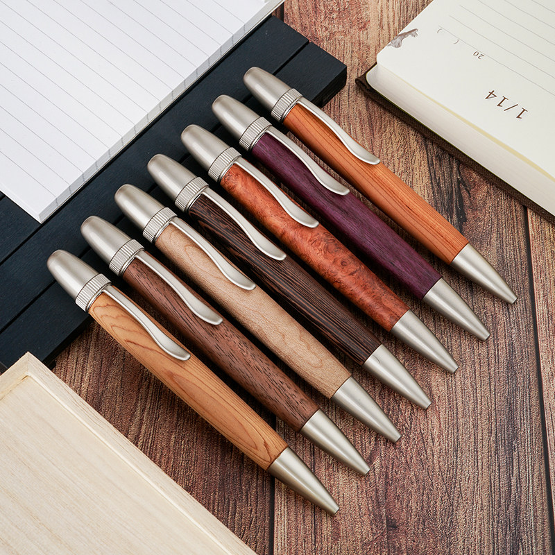 日本签字笔高级笔芯中性笔中性可用圆珠笔pent木杆中性笔