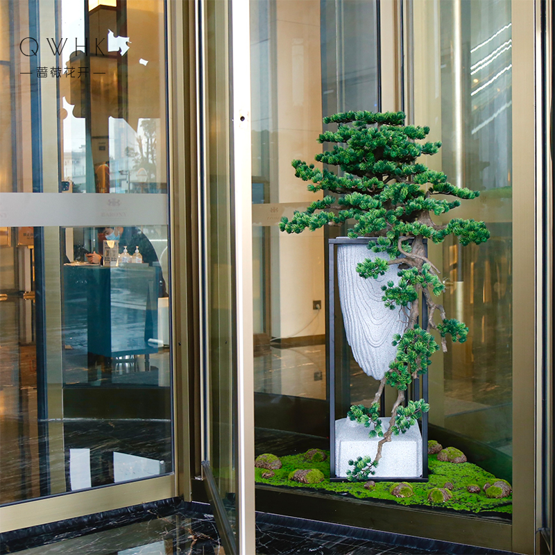 酒店旋转转门花艺装饰大堂商场仿真大型落地仿真花