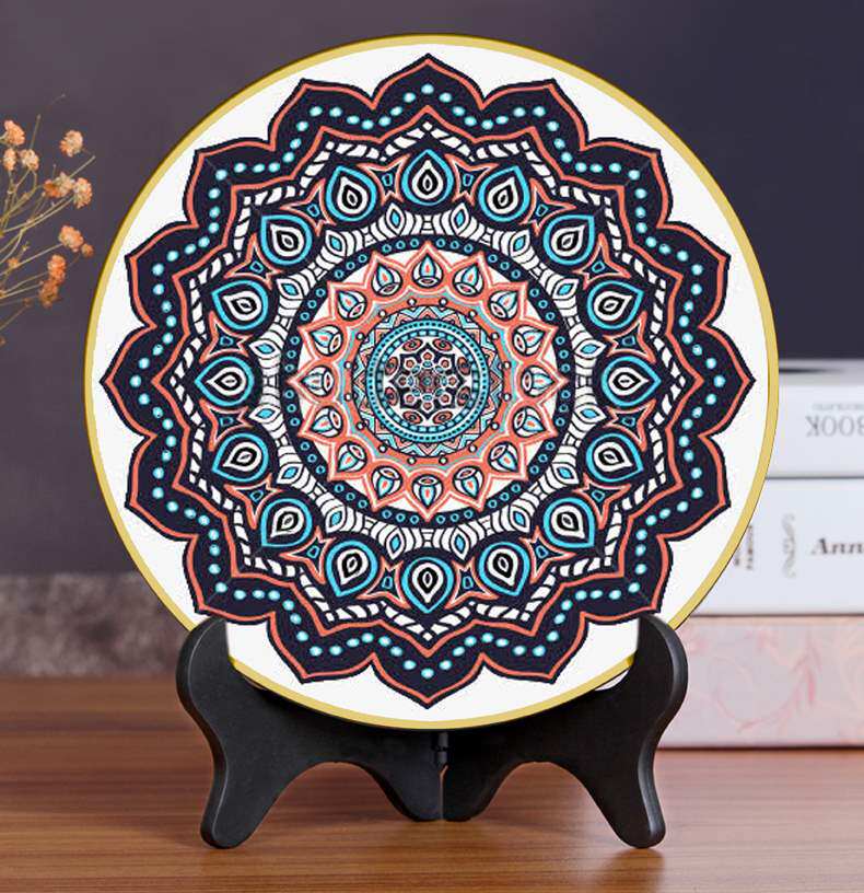 广西壮族摆件装饰品民族风摆设纪念品壮锦飞鸟铜鼓图案摆件