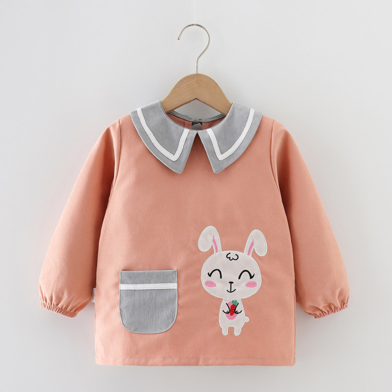 罩衣儿童秋冬长袖反穿衣宝宝罩衣吃饭防水防脏围兜幼儿园婴儿围裙