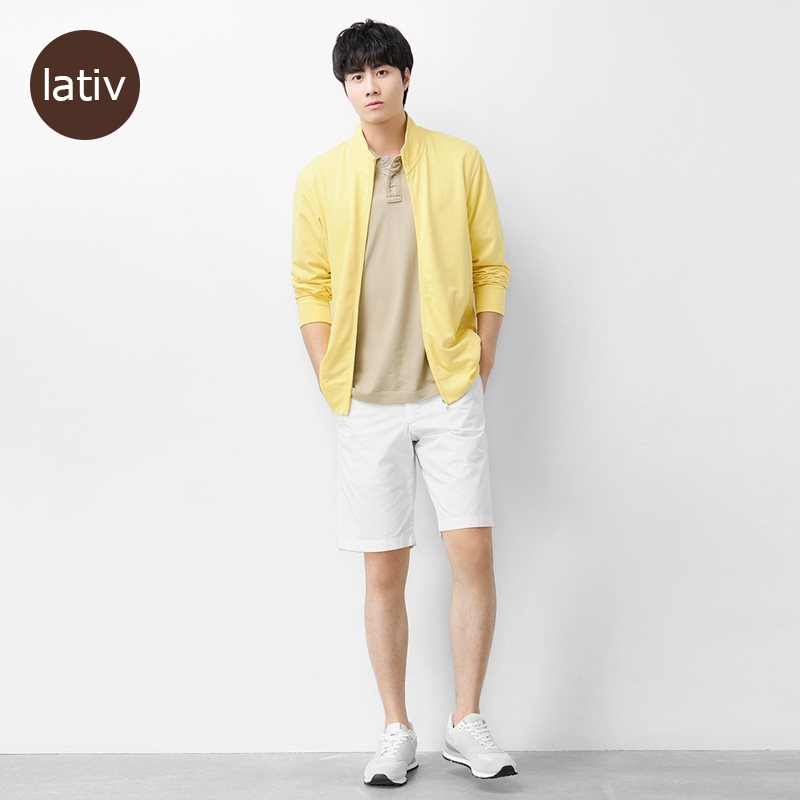 lativ诚衣吸汗长袖茄克口袋运动外套男夏季立领夹克休闲男装