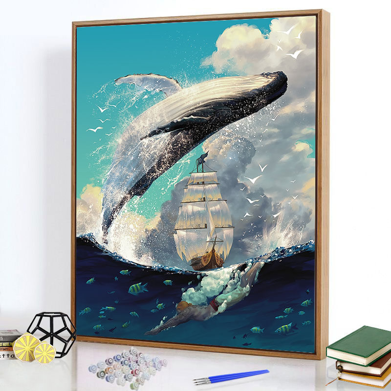 数字油画diy客厅大幅卧室手绘动物填色油彩画装饰画挂