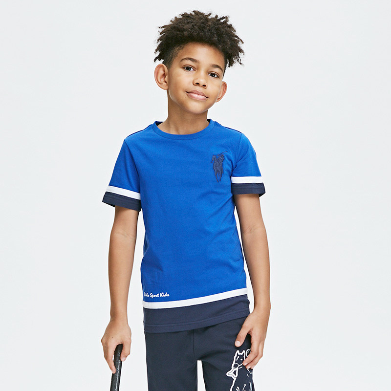 polosport童装男童短袖2021夏季新品圆领纯棉t恤