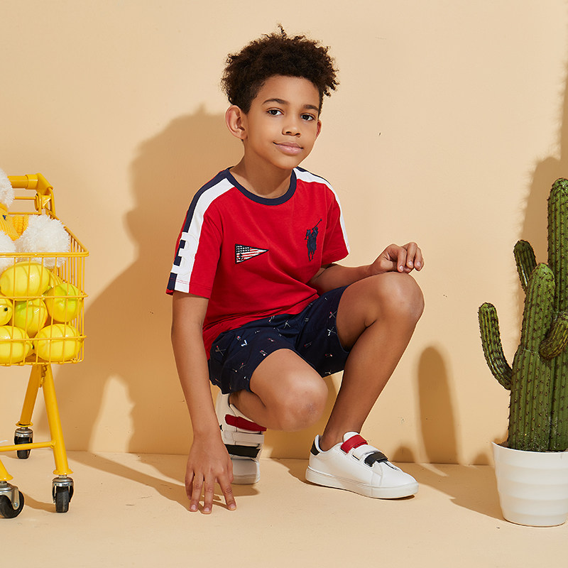 polo sport童装中大童休闲圆领体恤2020夏季新款男童纯棉短袖t恤