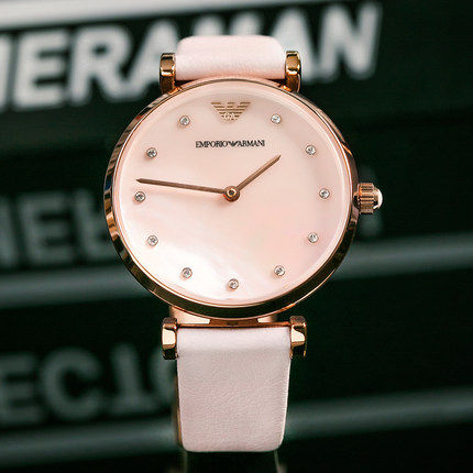 阿玛尼手表女镶钻贝母ins风石英腕表石英防水女款官方正品ar1958