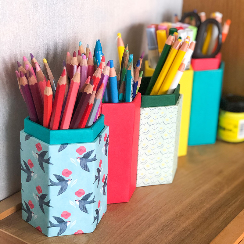 度薇年nianz手工笔筒3个套装水彩图案女学生文艺文具整理盒