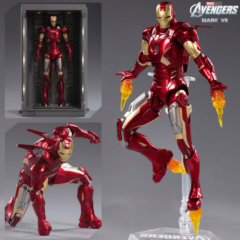 中动复仇者联盟钢铁侠mk7机甲可动发光人偶手办手办