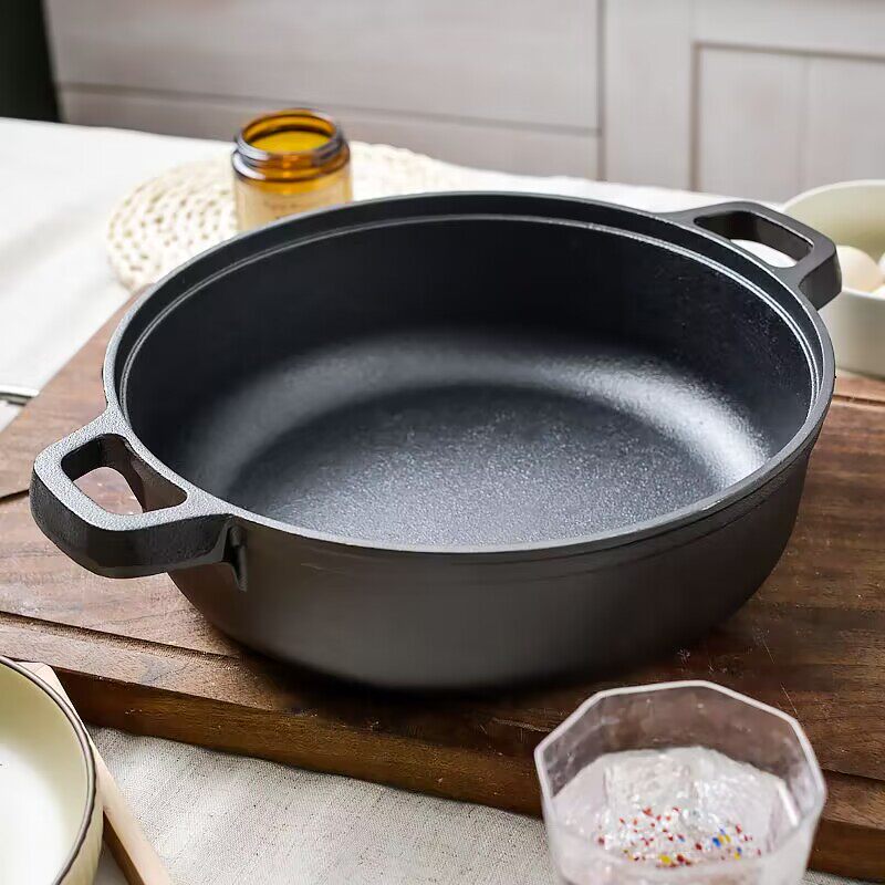 铸铁平底锅无涂层不粘锅,厨房必备神器
