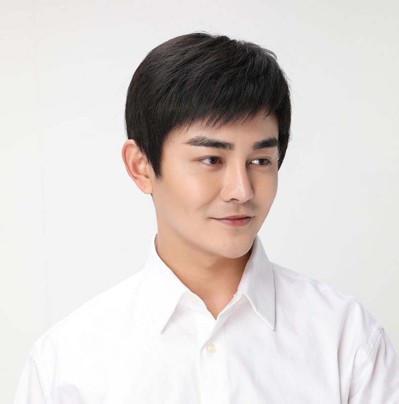 假发短发韩版帅气中老年男士真人发丝平头寸头日常整顶假发