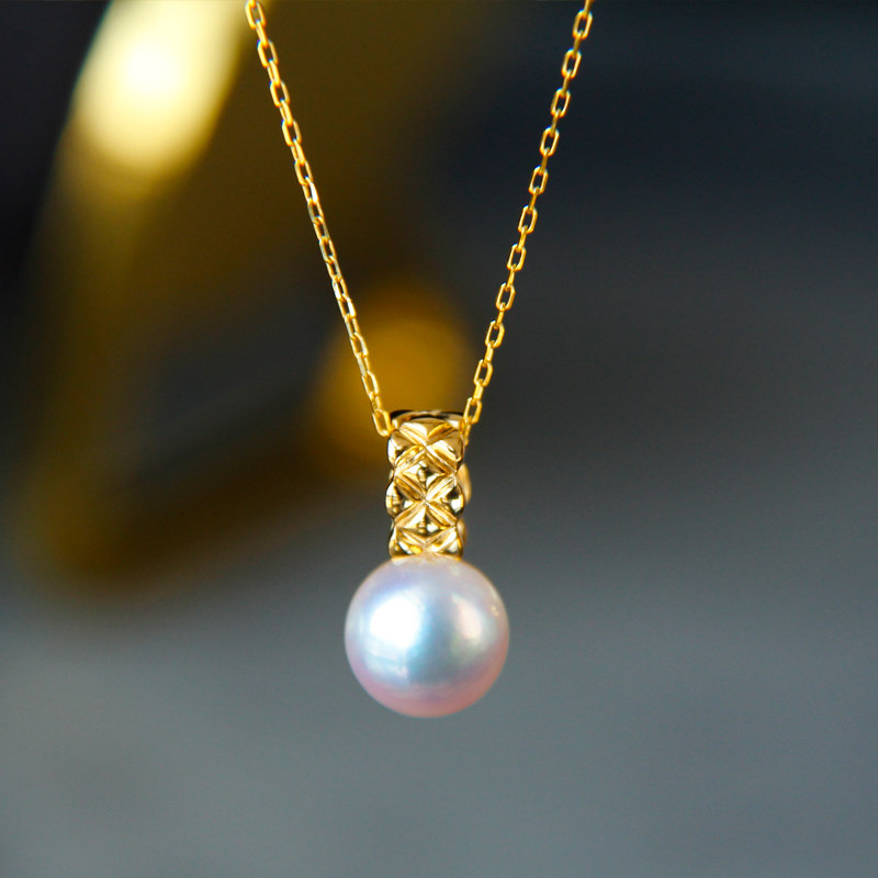 珍珠日本akoya吊坠项链18k金单颗天然海水天女颈饰