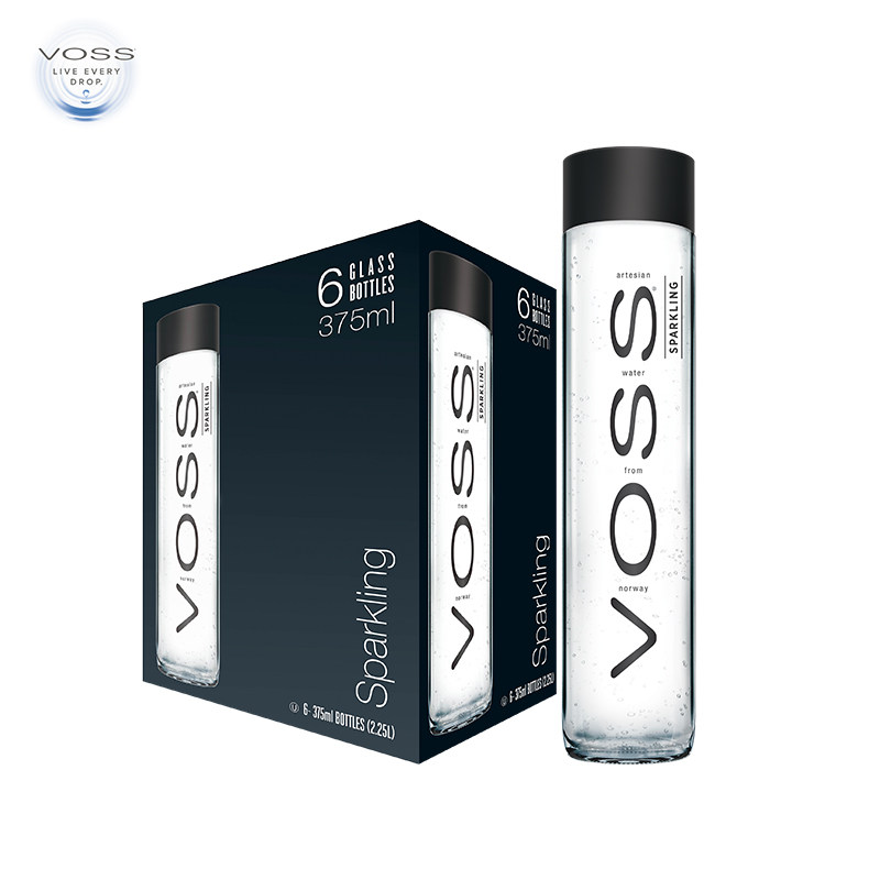 挪威进口voss芙丝无糖0糖0卡苏打气泡水饮料375ml6瓶玻璃瓶
