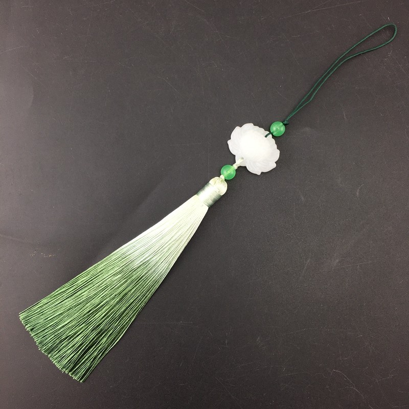 扇坠白玉莲花扇子挂件高档渐变流苏穗子古风其它首饰