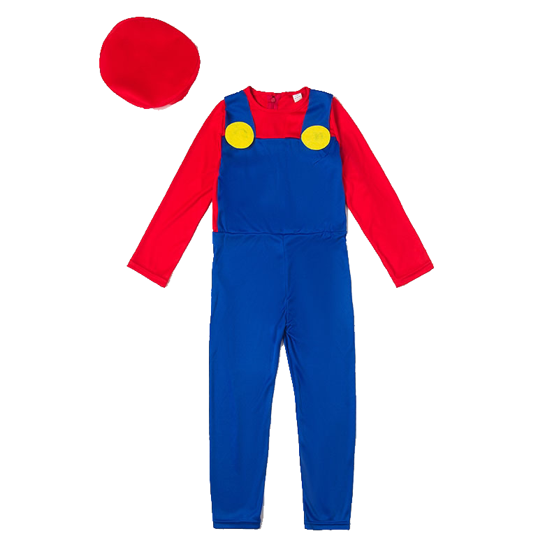 万圣节儿童服装男童女童cos超级玛丽衣服卡通动漫水管服饰