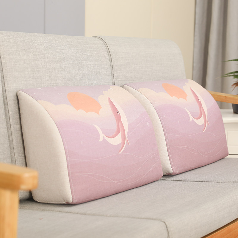 腰靠靠背沙发腰垫客厅长方形海绵印花三角腰枕腰靠垫