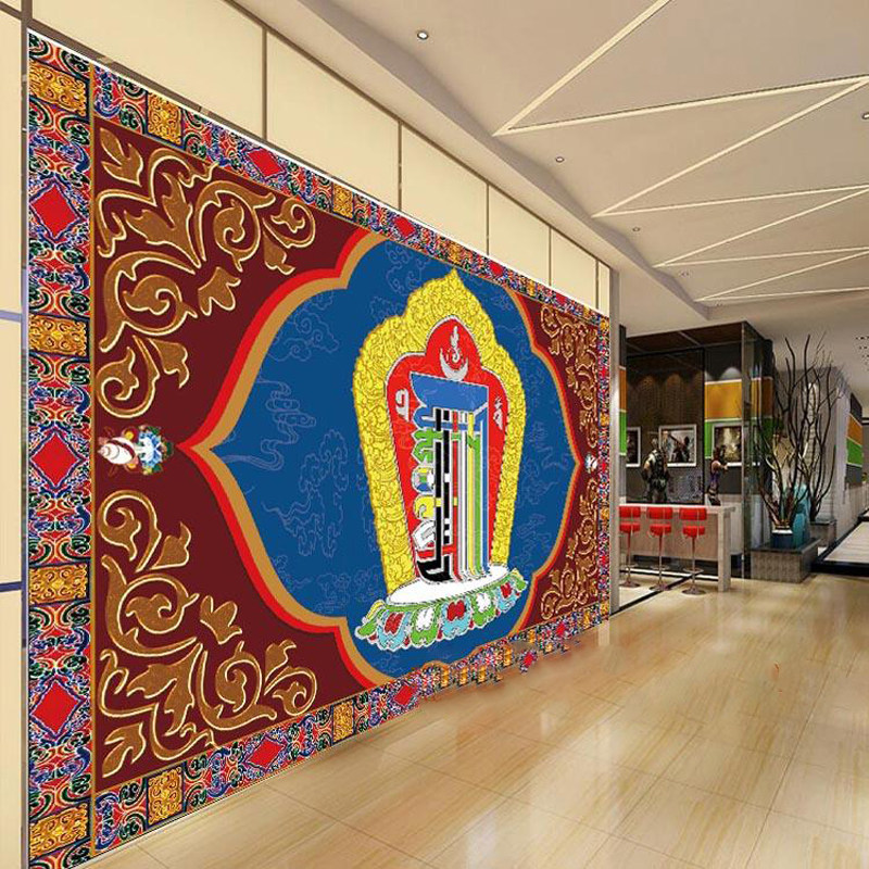 3d藏式十相自在墙纸8d藏族唐卡壁画酒店无纺布墙纸
