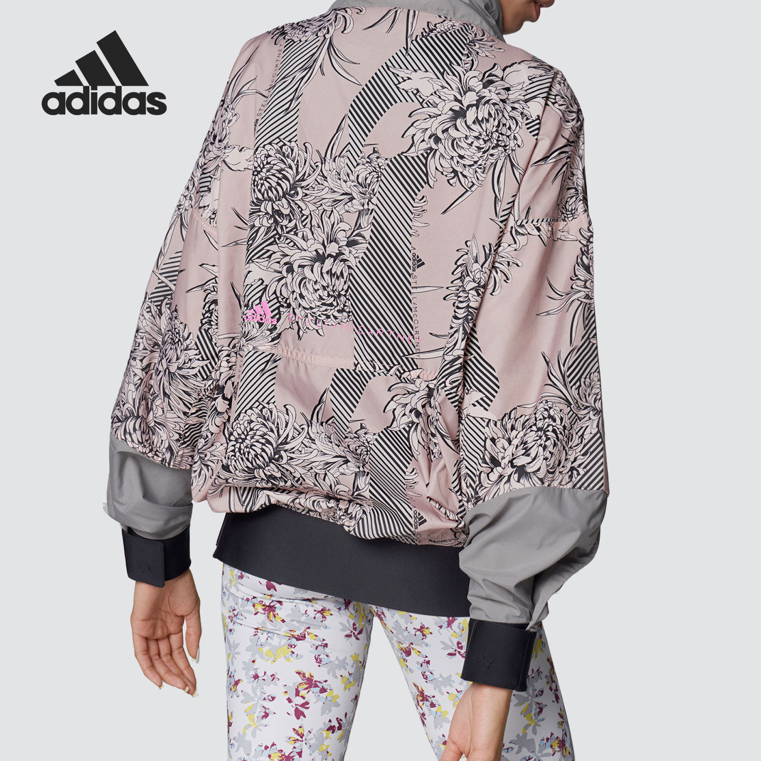 adidas阿迪达斯正品2021年新款女子印花休闲运动夹克外套运动茄克