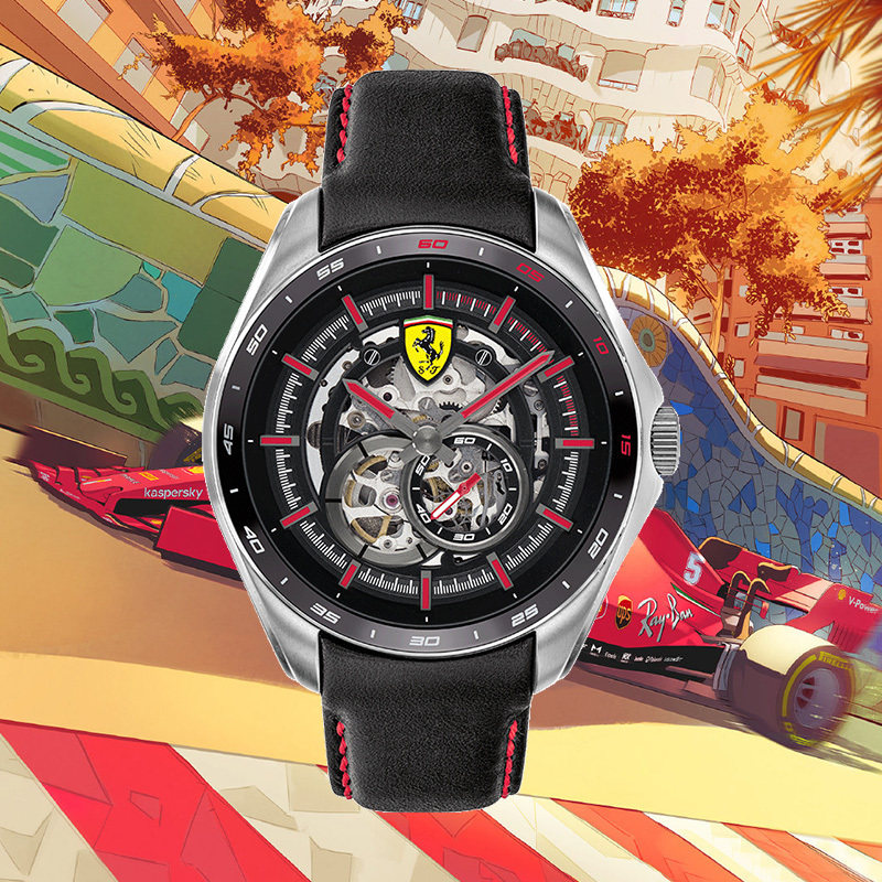 ferrari法拉利speedracer系列真皮自动机械手表欧美腕表