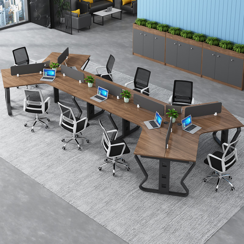 办公桌职员办公室员工电脑脑电工位六人位卡座钢架组合