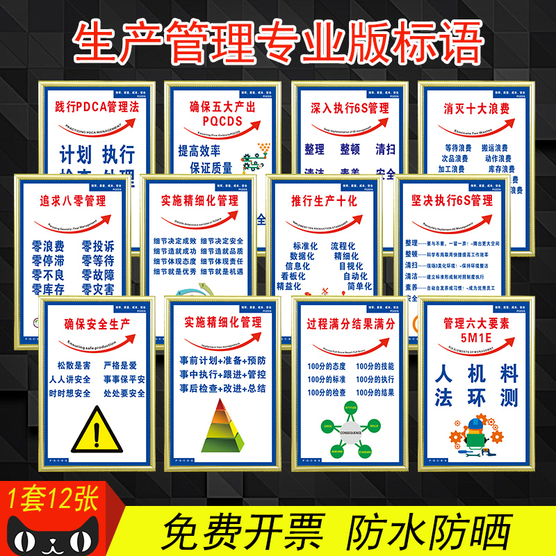 管理标语标准化安全八零要素精细化生产挂图贴纸标志牌
