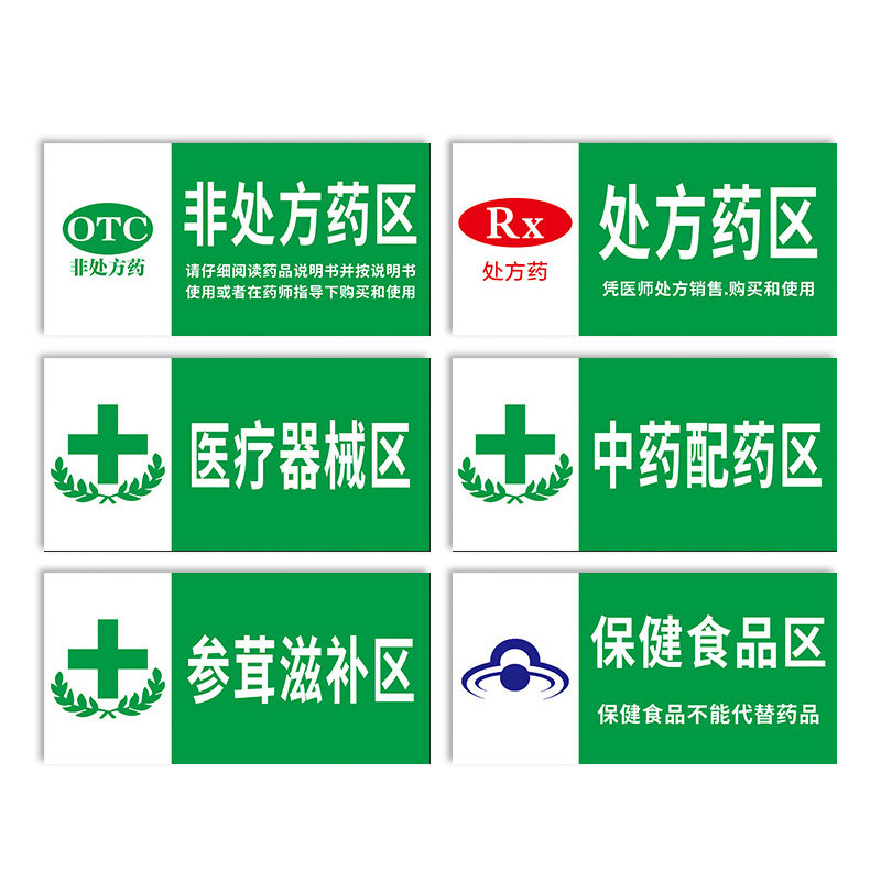 吊牌药店指示牌标志牌摆放分布货架药房导向指引标志牌