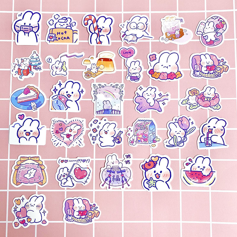 ins卡通可爱小兔子少女梦幻手帐日记本装饰贴纸贴纸
