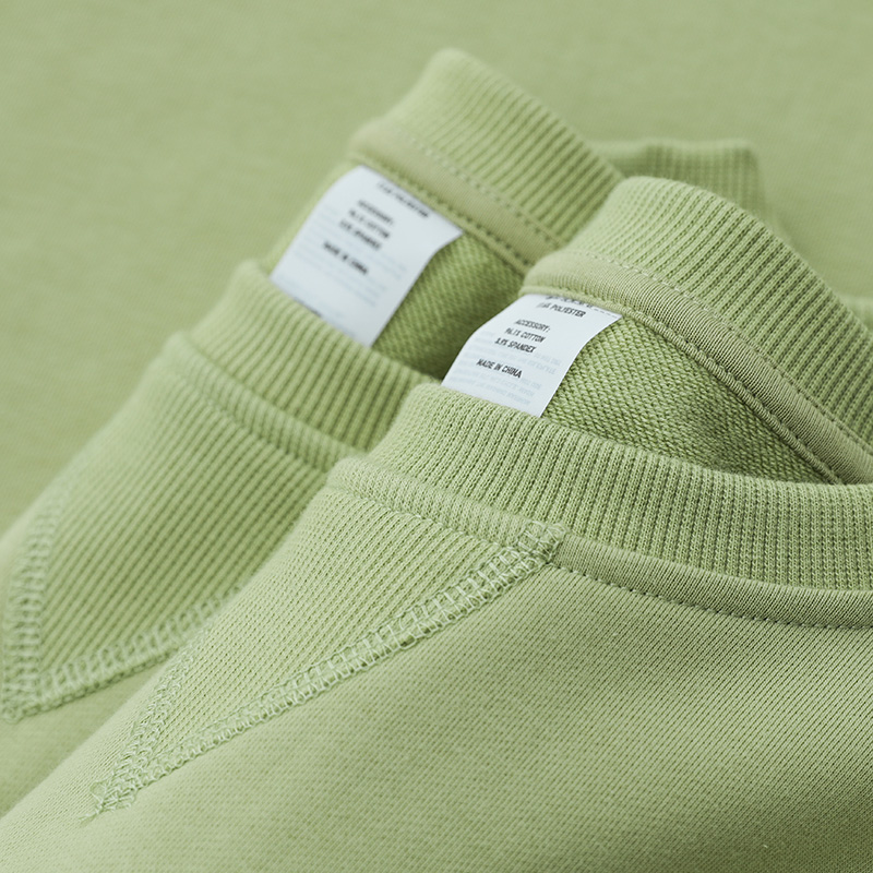 320g牛油果绿圆领卫衣女果绿色抹茶绿浅绿宽松纯色薄款上衣男春秋